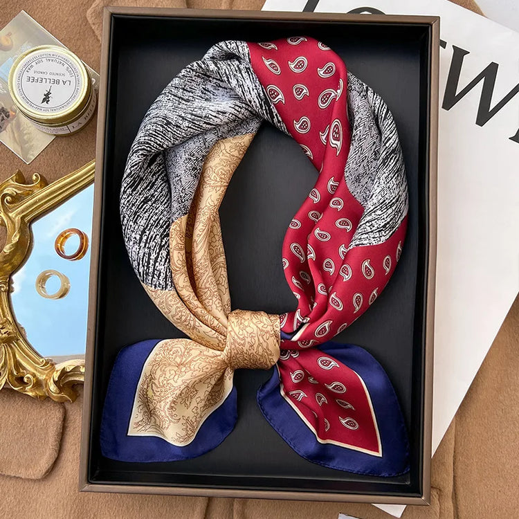 Polka dot silk bandana for women, worn as a ribbon, shawl, or stylish hijab