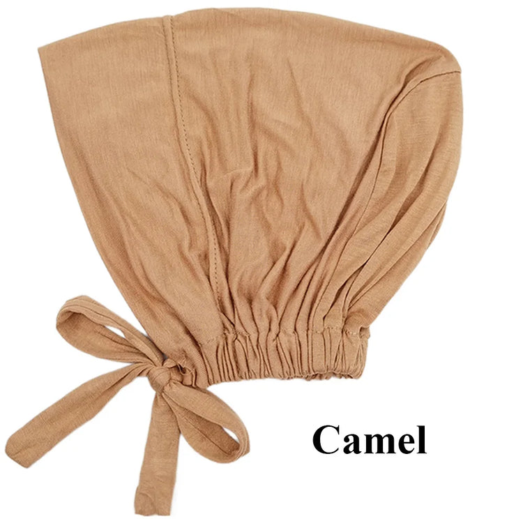 Soft modal Muslim turban hat for women, used as inner hijab cap or underscarf bonnet