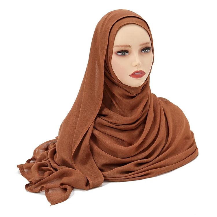 Plain rayon cotton hijab scarf, large size 190x85cm for full coverage and comfort