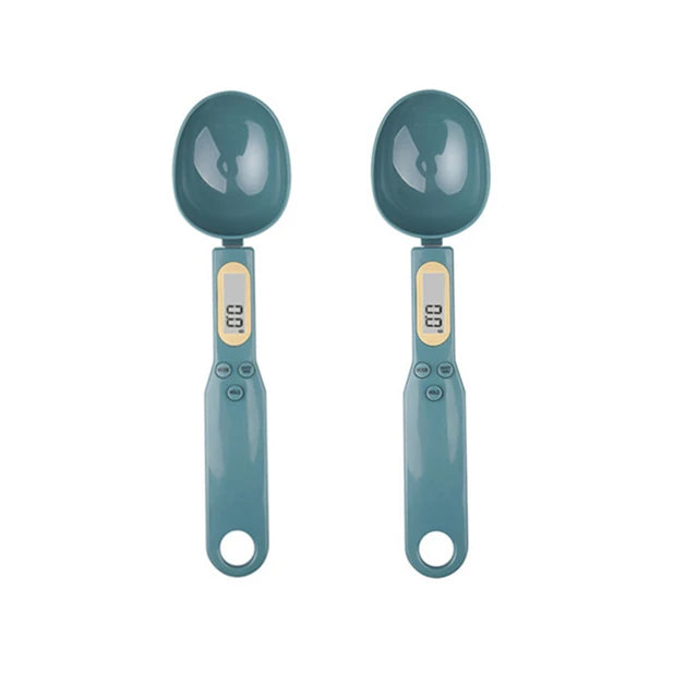 Electronic kitchen scale measuring 0.1–500g with detachable spoon