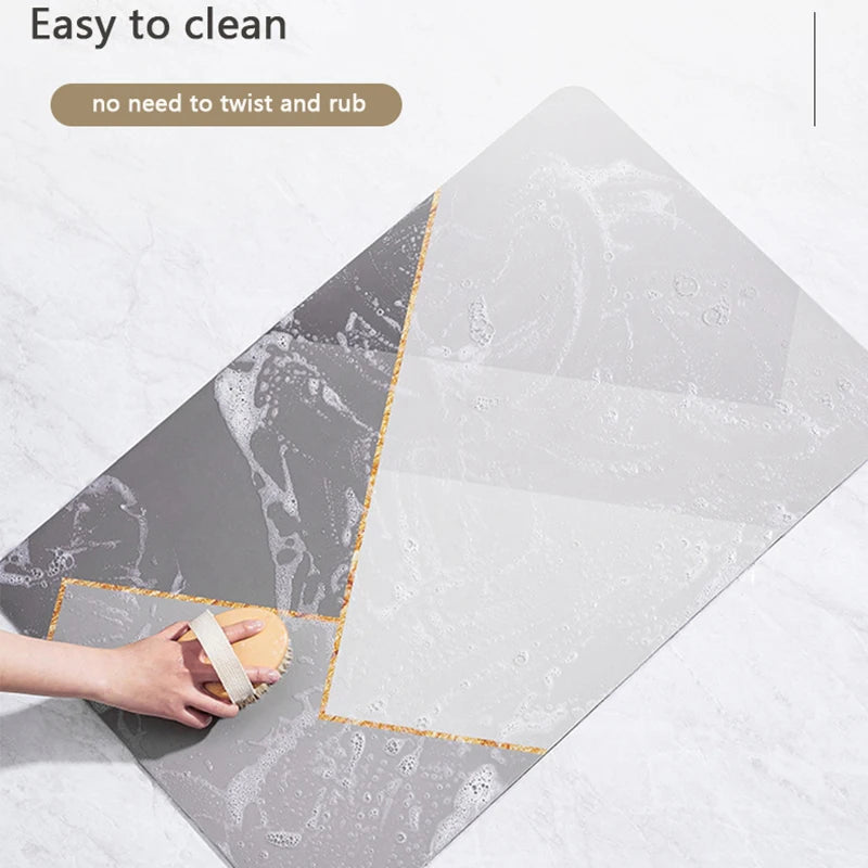 Absorbent diatomite bath mat for kitchen and bathroom