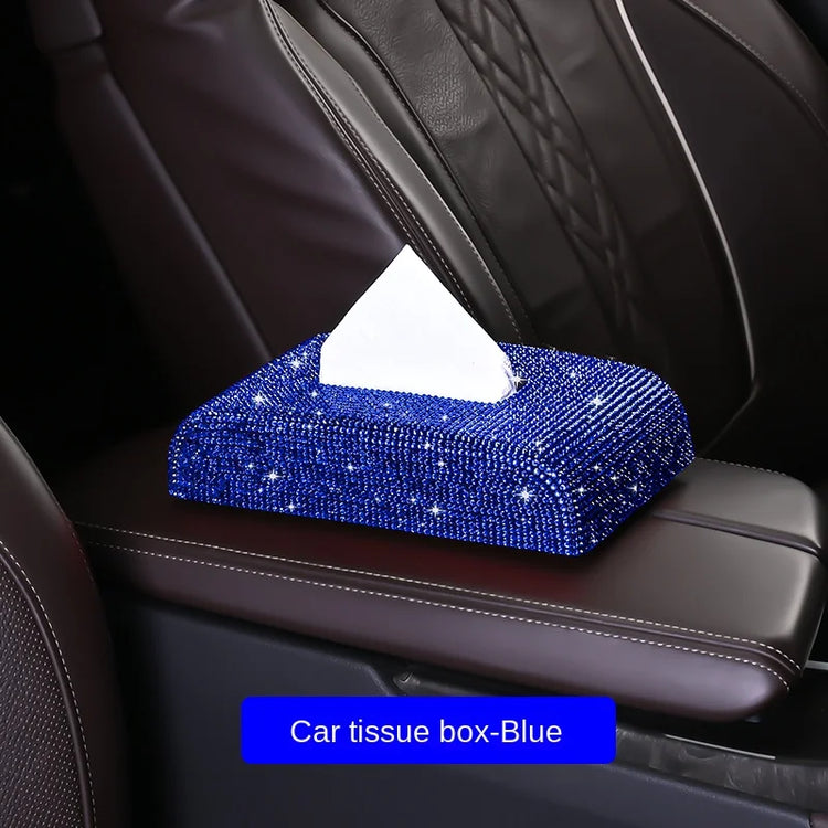 Luxury diamond tissue box holder with rhinestone embellishments for car and home decor