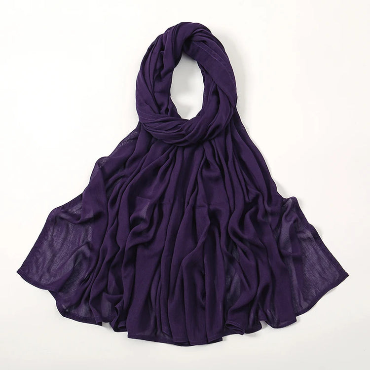 Plain rayon cotton hijab scarf, large size 190x85cm for full coverage and comfort