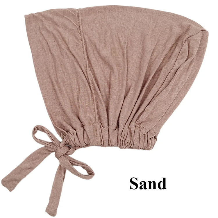Soft modal Muslim turban hat for women, used as inner hijab cap or underscarf bonnet