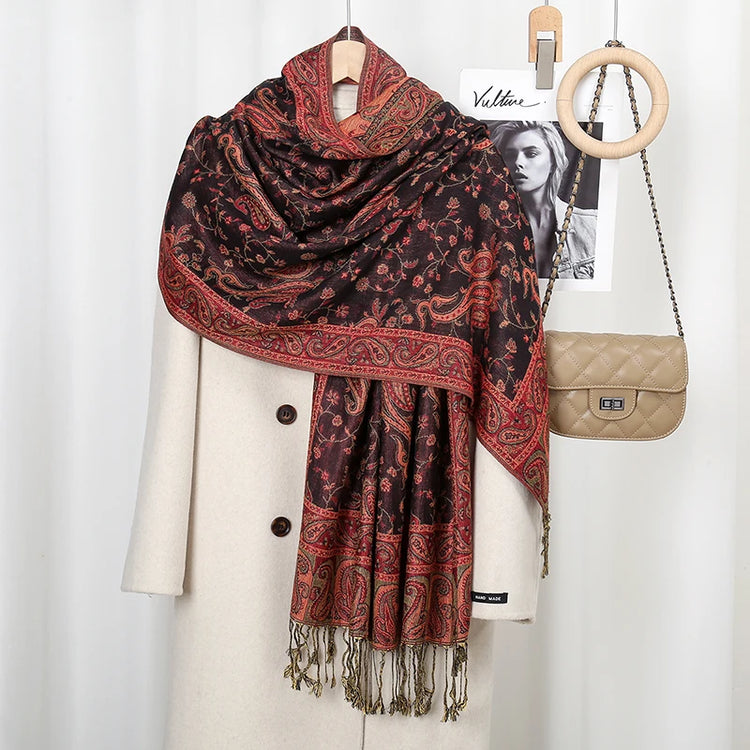 Stylish paisley embroidered head wrap in breathable cotton-viscose blend for women