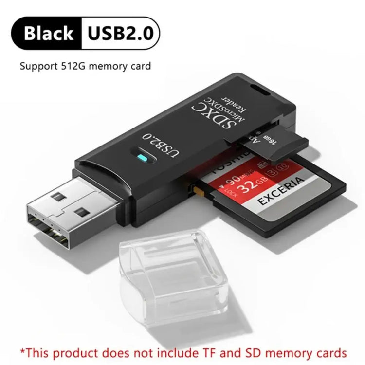 2-in-1 high-speed USB 3.0/2.0 card reader for TF and SD cards