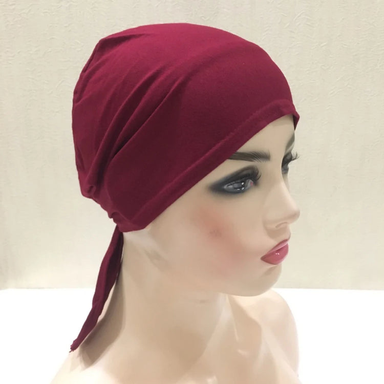 Cotton inner hijab with adjustable tie-back design, breathable and comfortable fit