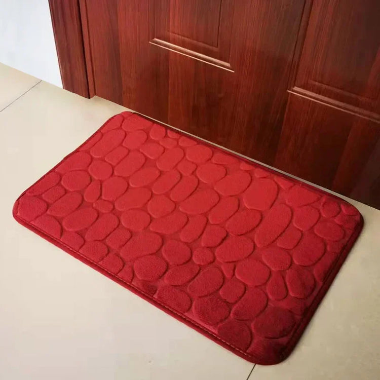 Super absorbent bath mat with cobblestone design