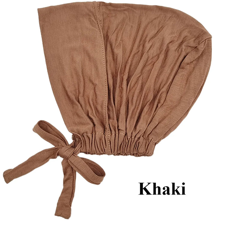 Soft modal Muslim turban hat for women, used as inner hijab cap or underscarf bonnet