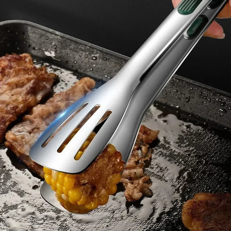 Stainless steel kitchen tongs with ergonomic non-slip grip