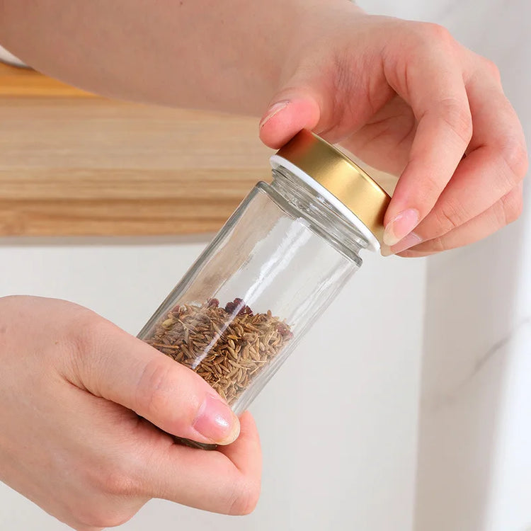 12-piece spice jar set with rotating rack, ideal for herbs and condiments