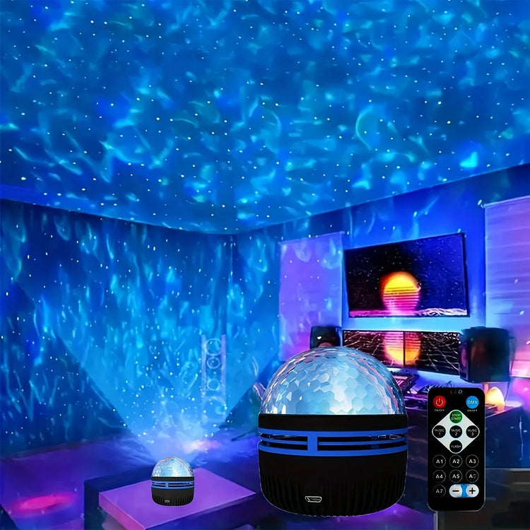 LED starry galaxy ocean wave projector with RGB colors and smart remote control
