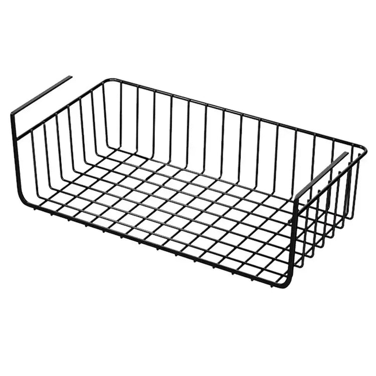 Large-capacity under-cabinet storage basket in white iron mesh
