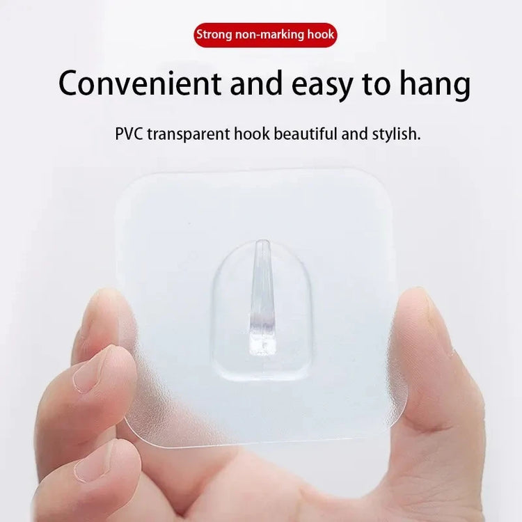 Set of 30 transparent self-adhesive wall hooks for keys, towels, and kitchen utensils
