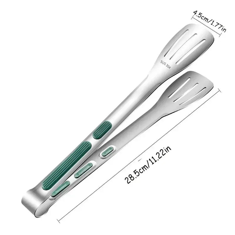 Stainless steel kitchen tongs with ergonomic non-slip grip