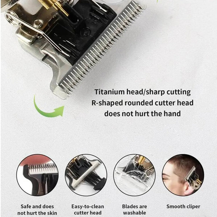 T9 LCD Electric Hair Clipper with oil shaving head and carving electric pusher for men