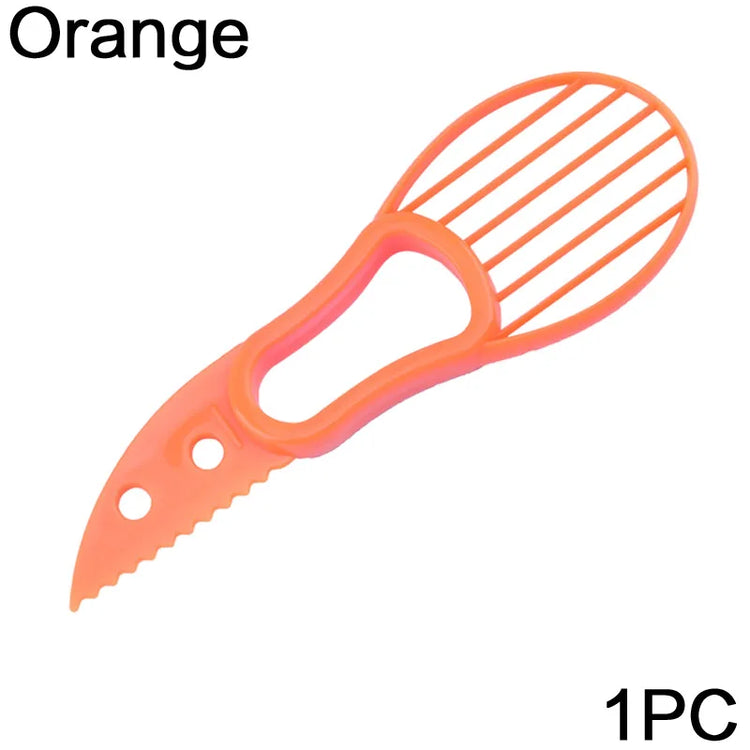 3-in-1 avocado slicer with serrated blade, pit remover, and fruit scooper