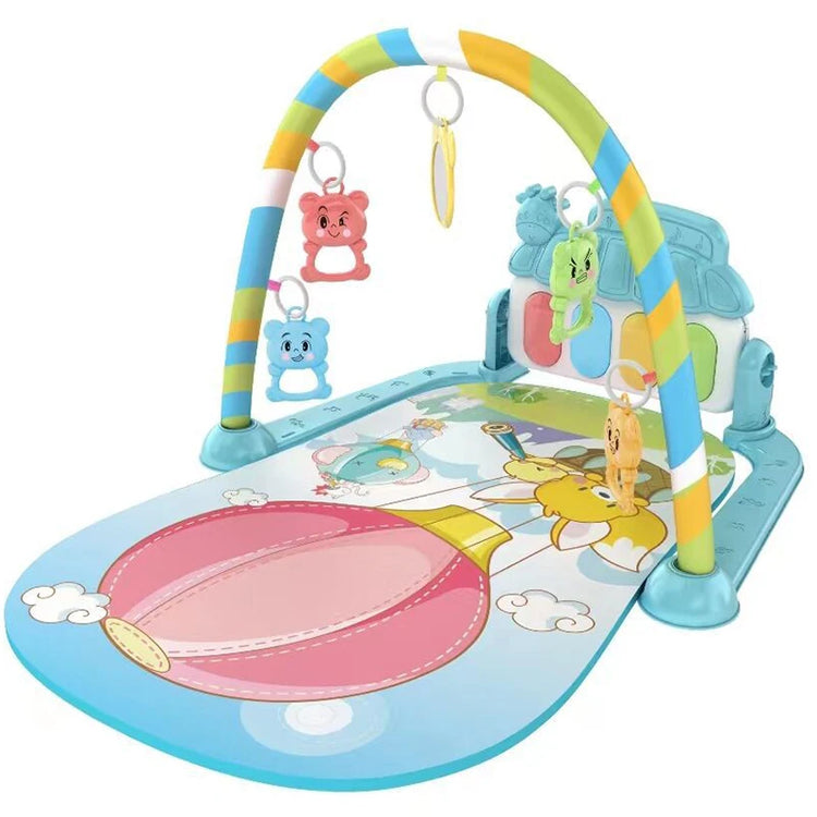 Newborn baby crawling mat with musical toy and fitness stand