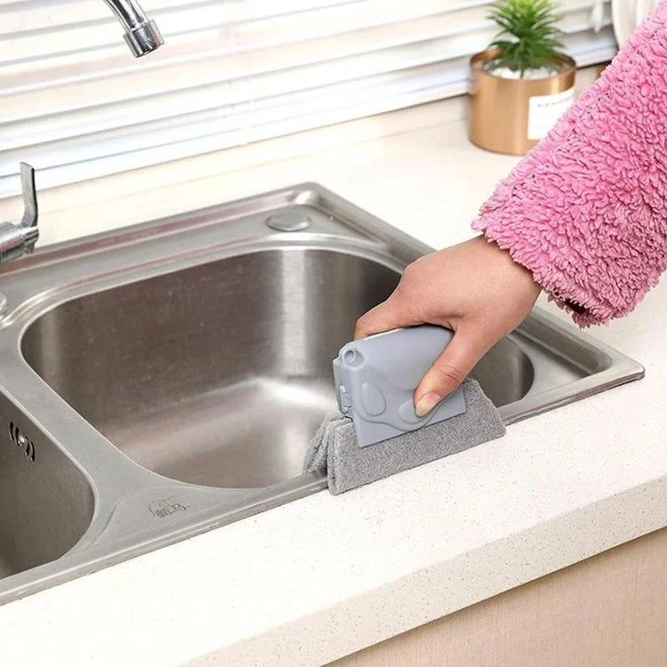 Window groove cleaning cloth and brush set for kitchen and bathroom use