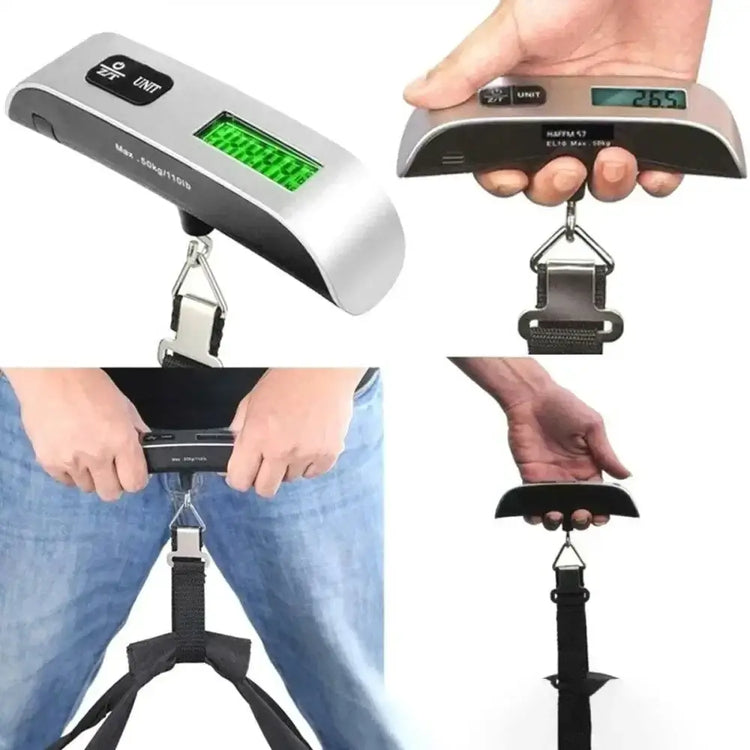 Electronic suitcase scale with backlit screen and tare function