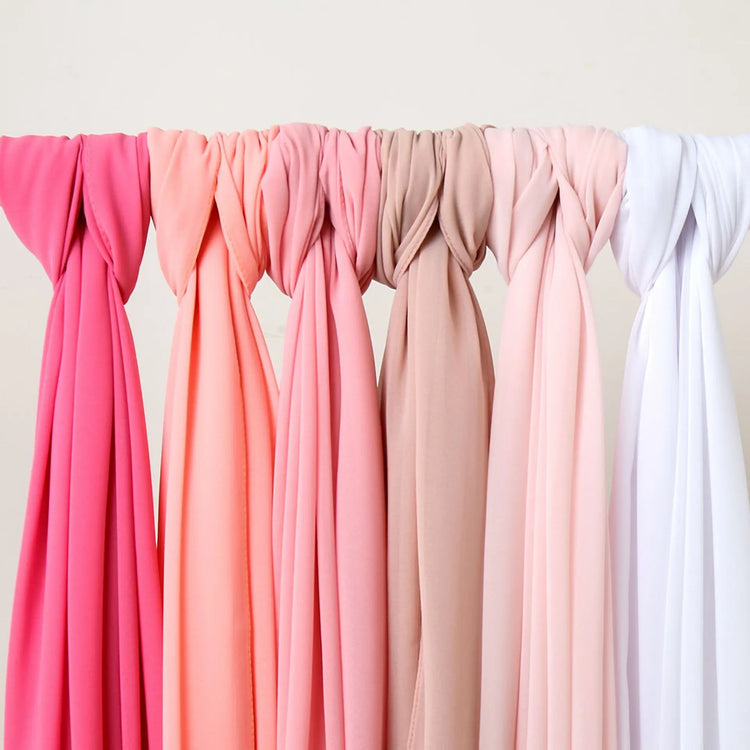 Lightweight voile headscarf in soft pastel tones, ideal for Muslim women&