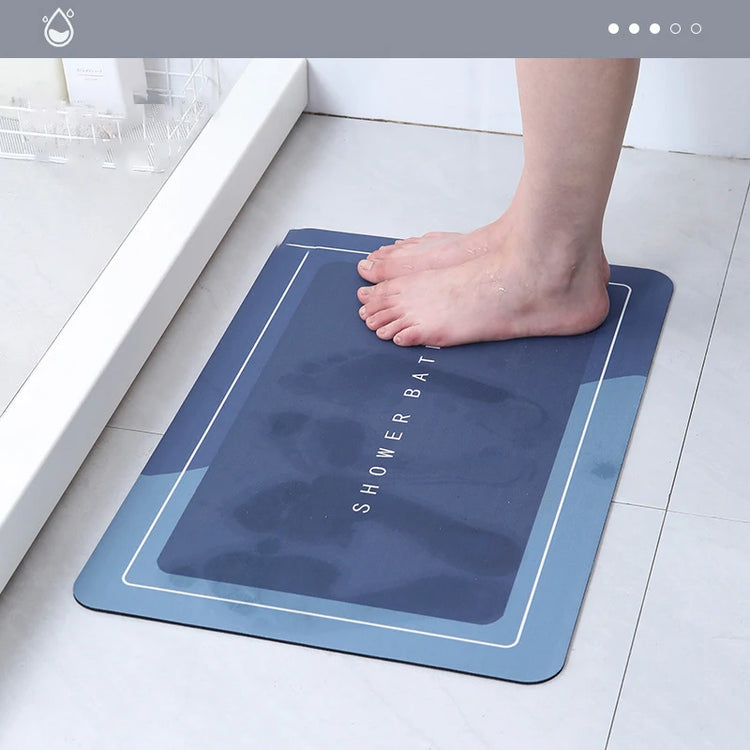 Absorbent bathroom bath mat with anti-slip backing
