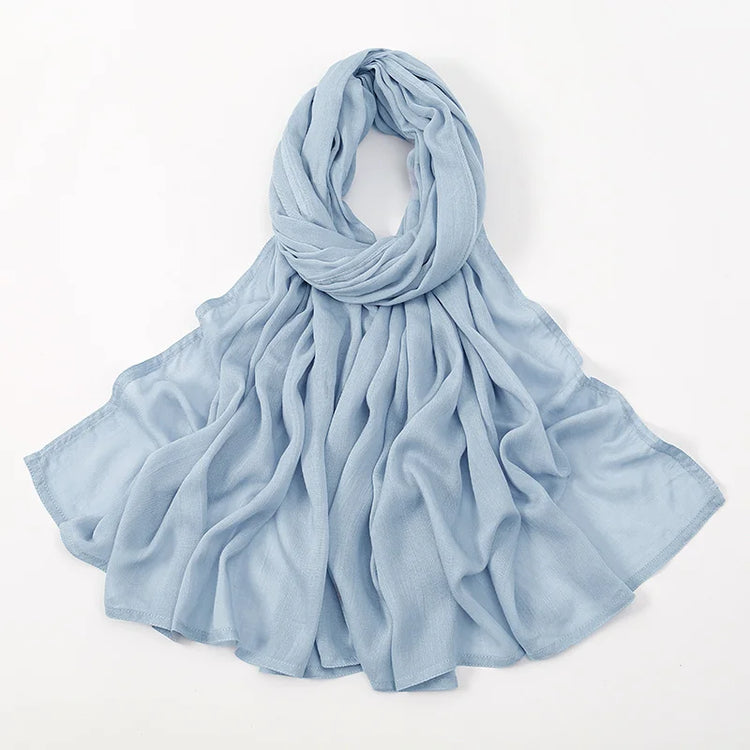 Plain rayon cotton hijab scarf, large size 190x85cm for full coverage and comfort