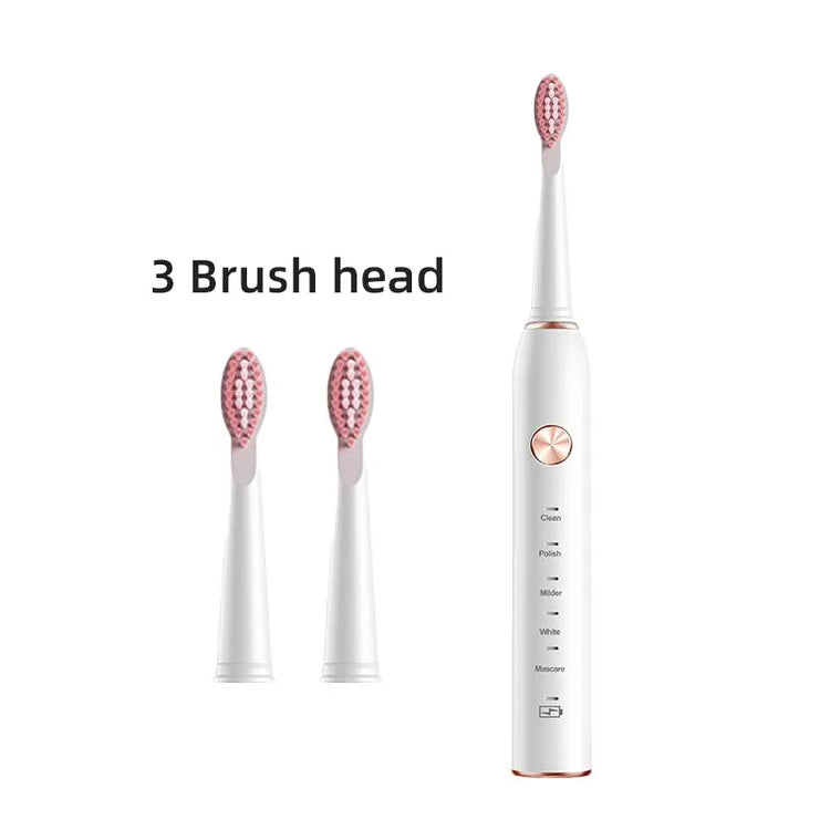 IPX7 waterproof Jianpai electric toothbrushes in black and white with ergonomic design and replaceable brush heads