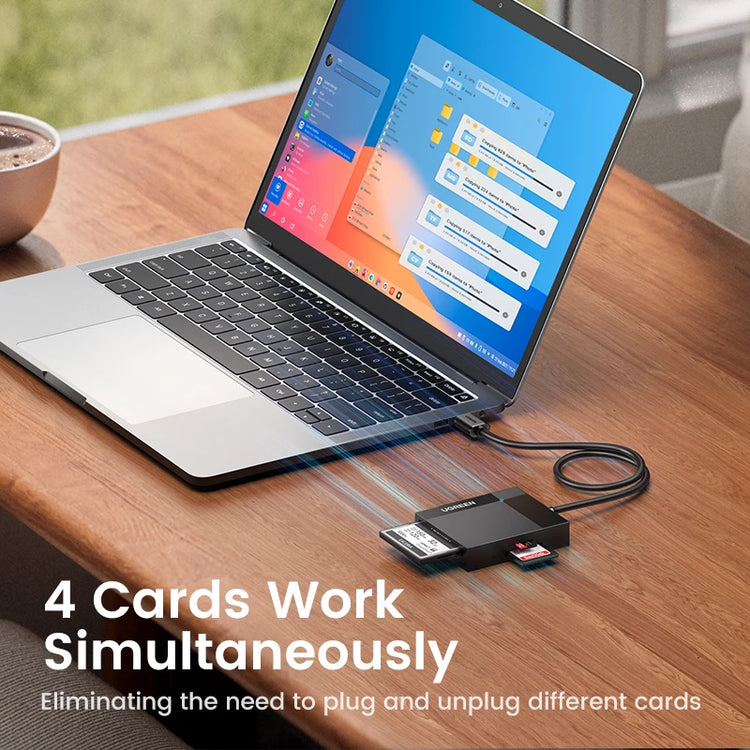 UGREEN 4-in-1 USB 3.0 and USB-C card reader for SD, Micro SD, CF, and MS cards