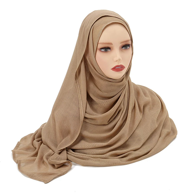 Plain rayon cotton hijab scarf, large size 190x85cm for full coverage and comfort