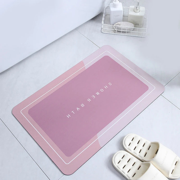 Absorbent bathroom bath mat with anti-slip backing