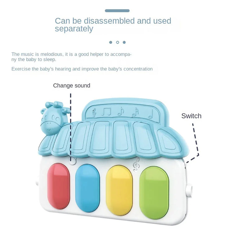 Newborn baby crawling mat with musical toy and fitness stand