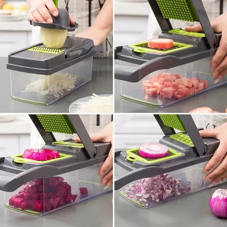 14-in-1 multifunctional vegetable chopper with ergonomic handle and stainless steel blades