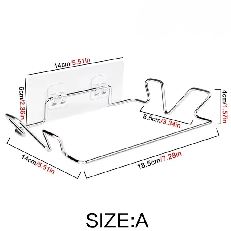 Space-saving kitchen trash rack for cabinet door garbage bag organization