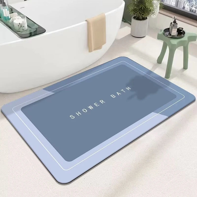 Absorbent bathroom bath mat with anti-slip backing