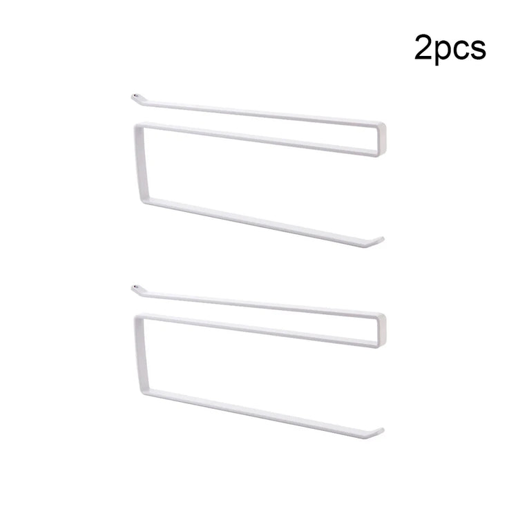 Compact kitchen rack for organizing paper towels, plastic wrap, and rags