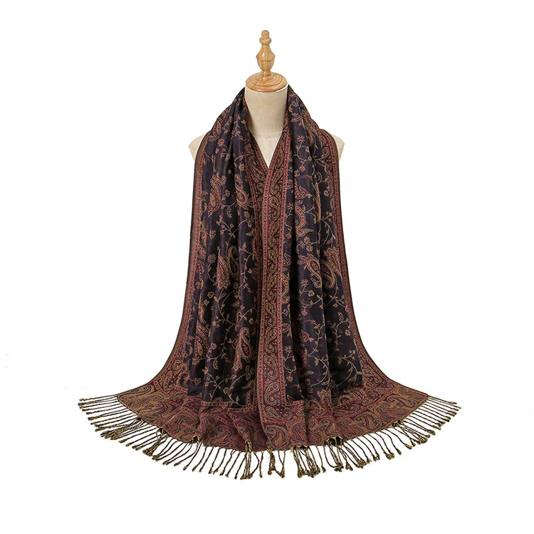Stylish paisley embroidered head wrap in breathable cotton-viscose blend for women