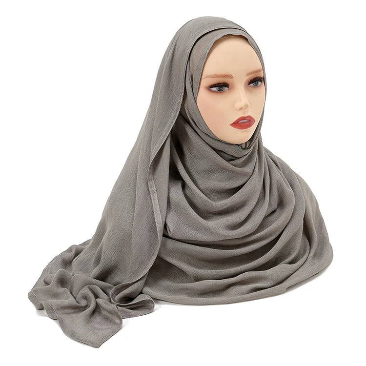 Plain rayon cotton hijab scarf, large size 190x85cm for full coverage and comfort