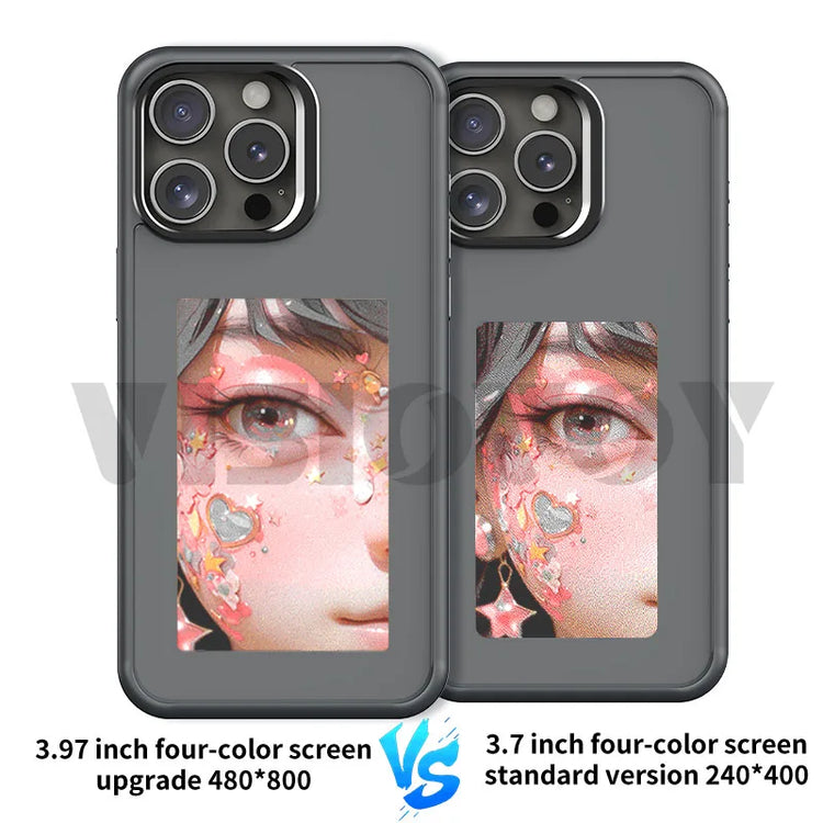 Customizable NFC E-Ink Phone Case with 400×800 Display for iPhone 15 Pro