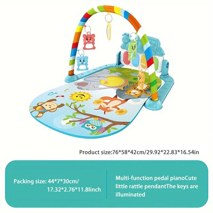 Newborn baby crawling mat with musical toy and fitness stand