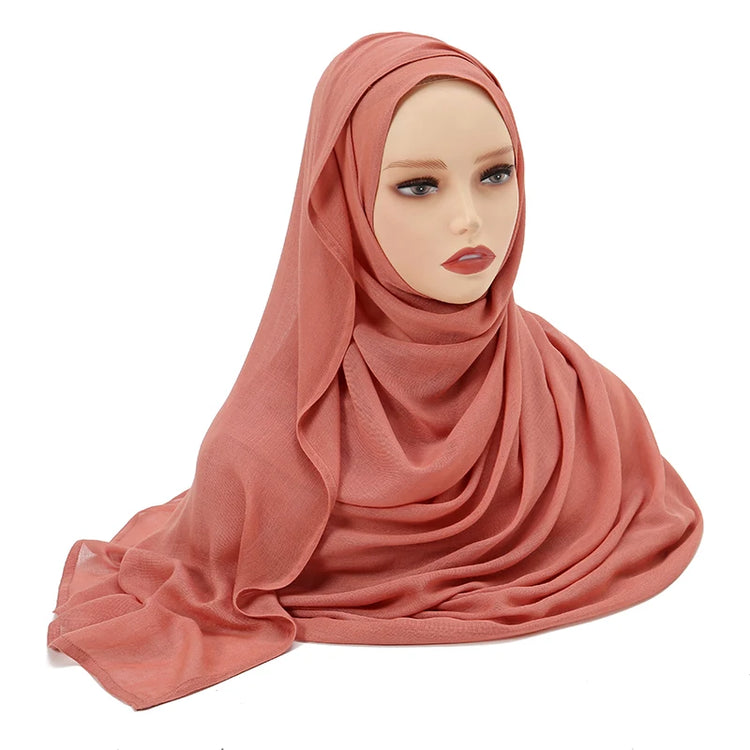 Plain rayon cotton hijab scarf, large size 190x85cm for full coverage and comfort