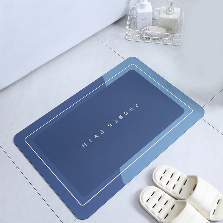 Absorbent bathroom bath mat with anti-slip backing