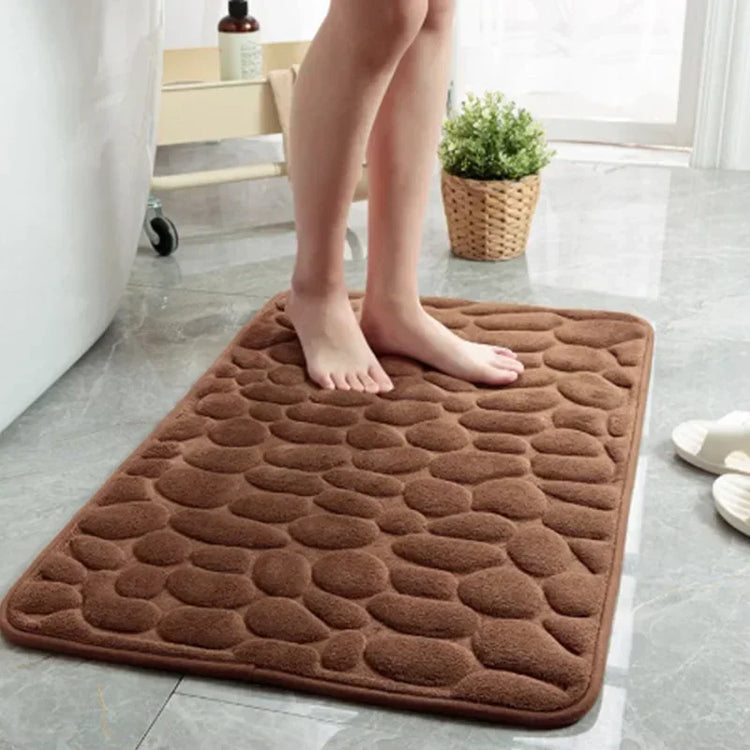 Super absorbent bath mat with cobblestone design