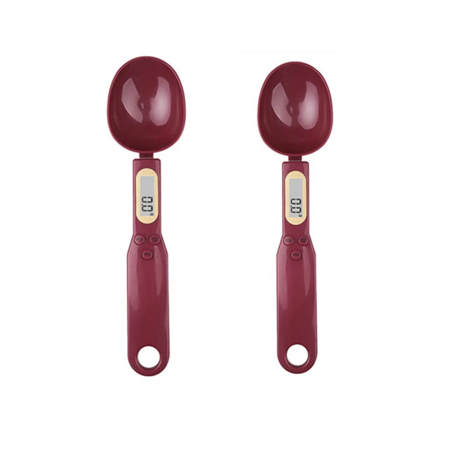 Electronic kitchen scale measuring 0.1–500g with detachable spoon
