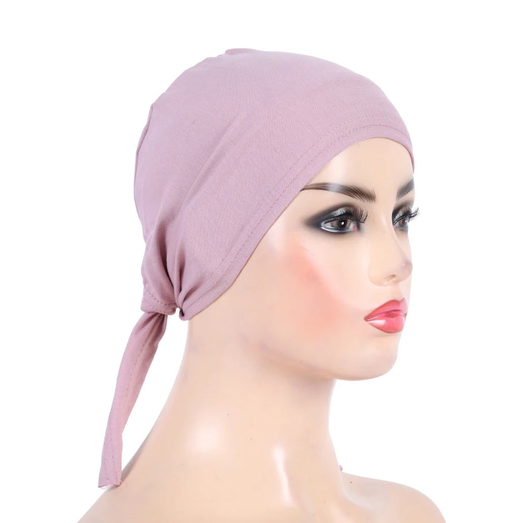 Cotton inner hijab with adjustable tie-back design, breathable and comfortable fit