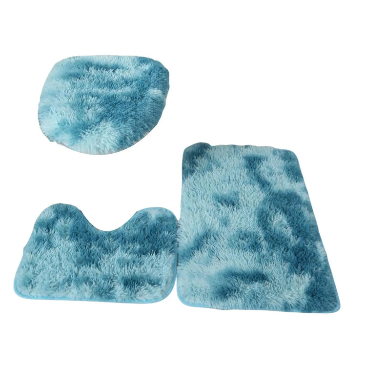 3-piece bath mat set with toilet lid cover