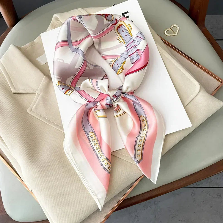 Luxury design satin neck scarf for women, ideal for accessorizing bags or outfits