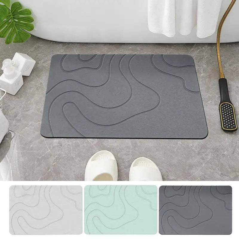 Absorbent stone bath mat with diatom mud material