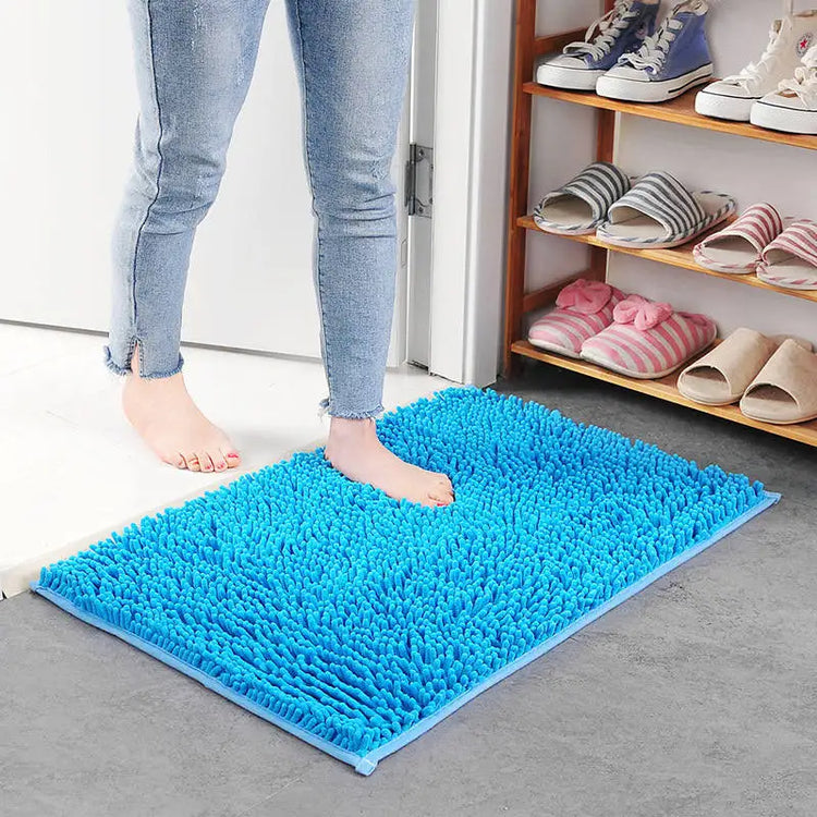 Memory carpet mat for door, toilet, and tub areas