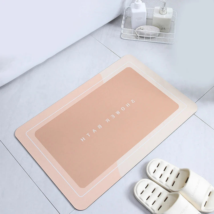 Absorbent bathroom bath mat with anti-slip backing